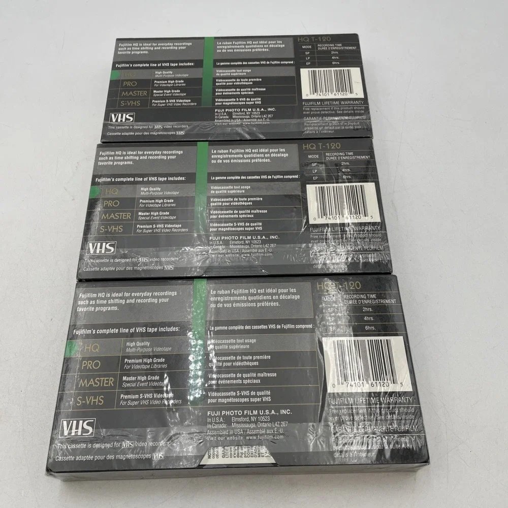 FujiFilm HQ 120 6 Hours Blank VHS Tapes Video Cassettes Brand New Sealed LOT 3